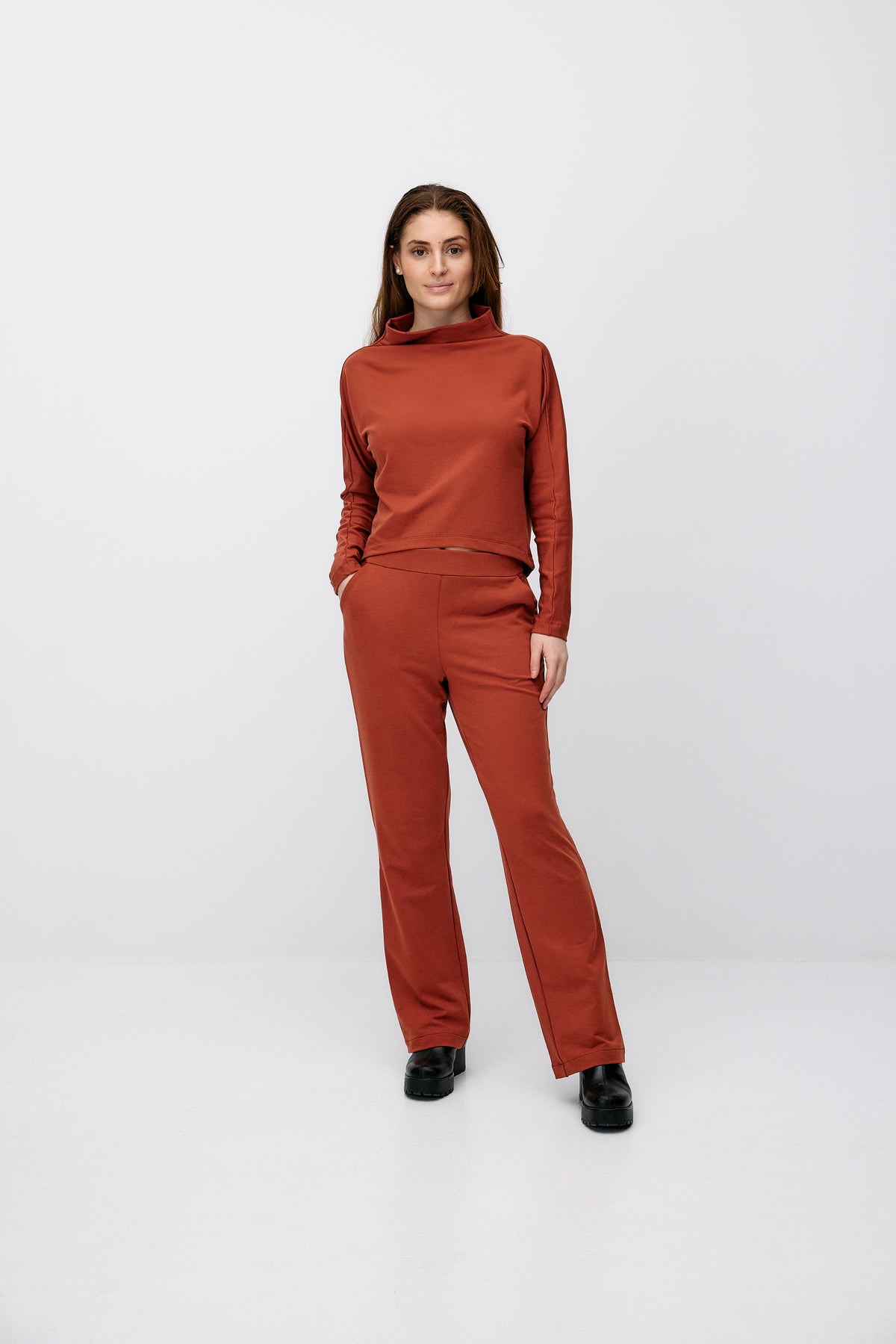 Formal Crop Sweater - red camel