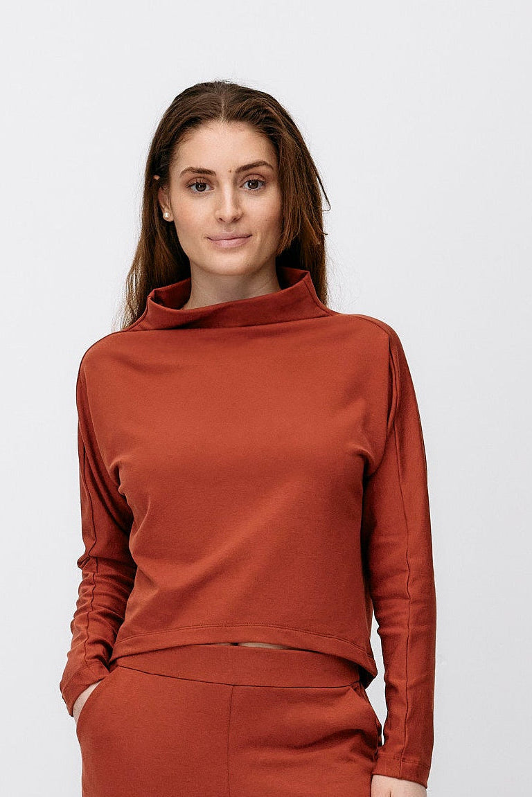 Formal Crop Sweater - red camel