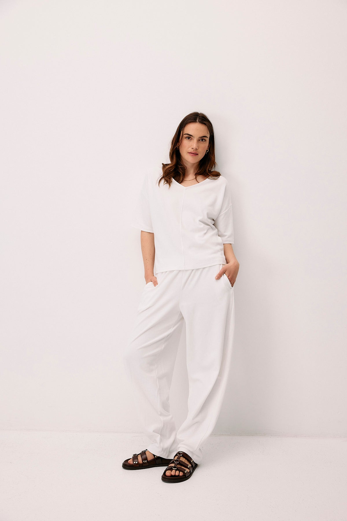 Pure Cotton Leasure Pants - vanilla white