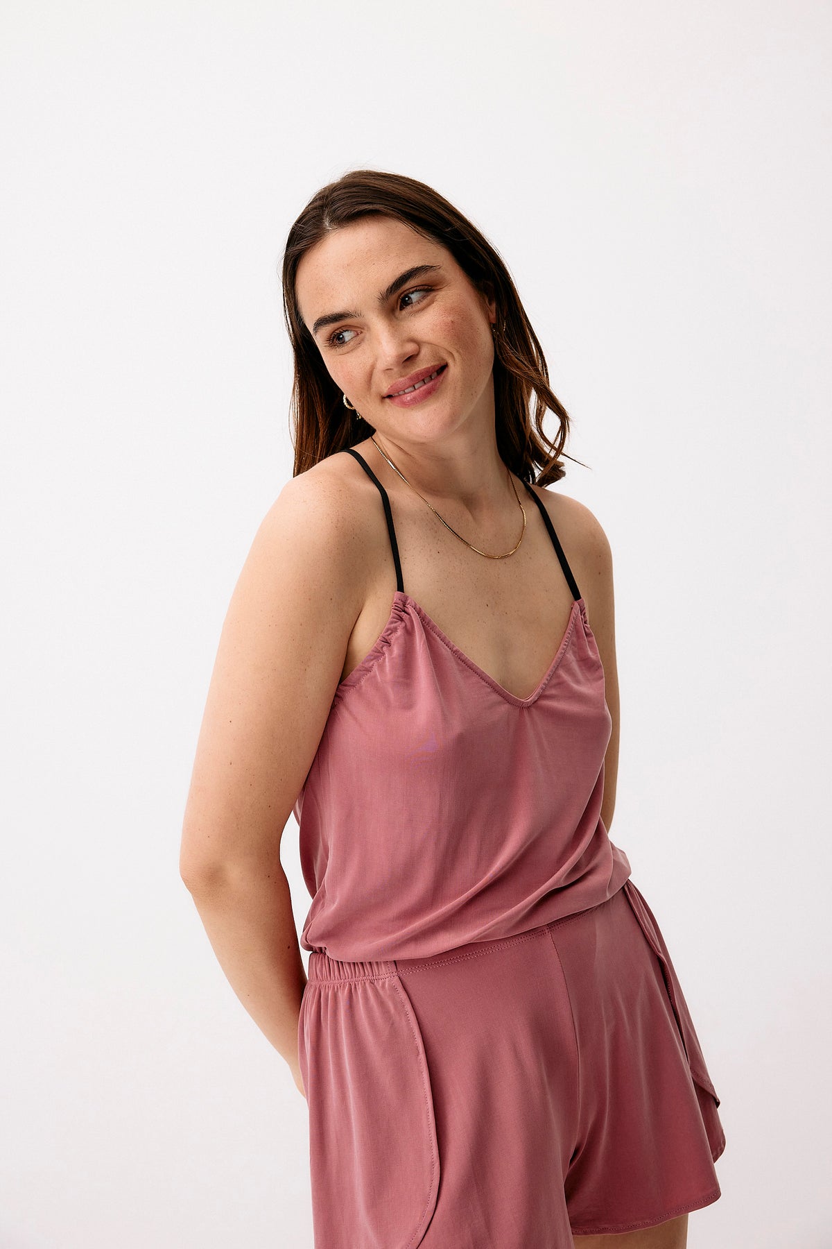 Cupro Strap Top - blush rose