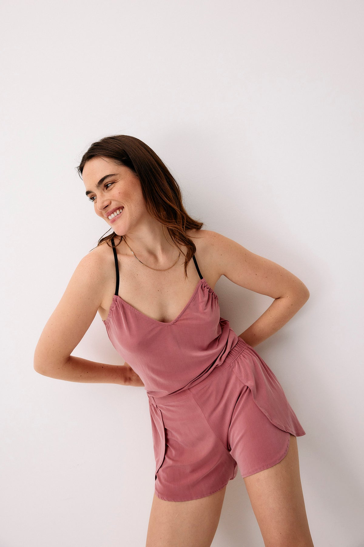 Cupro Strap Top - blush rose