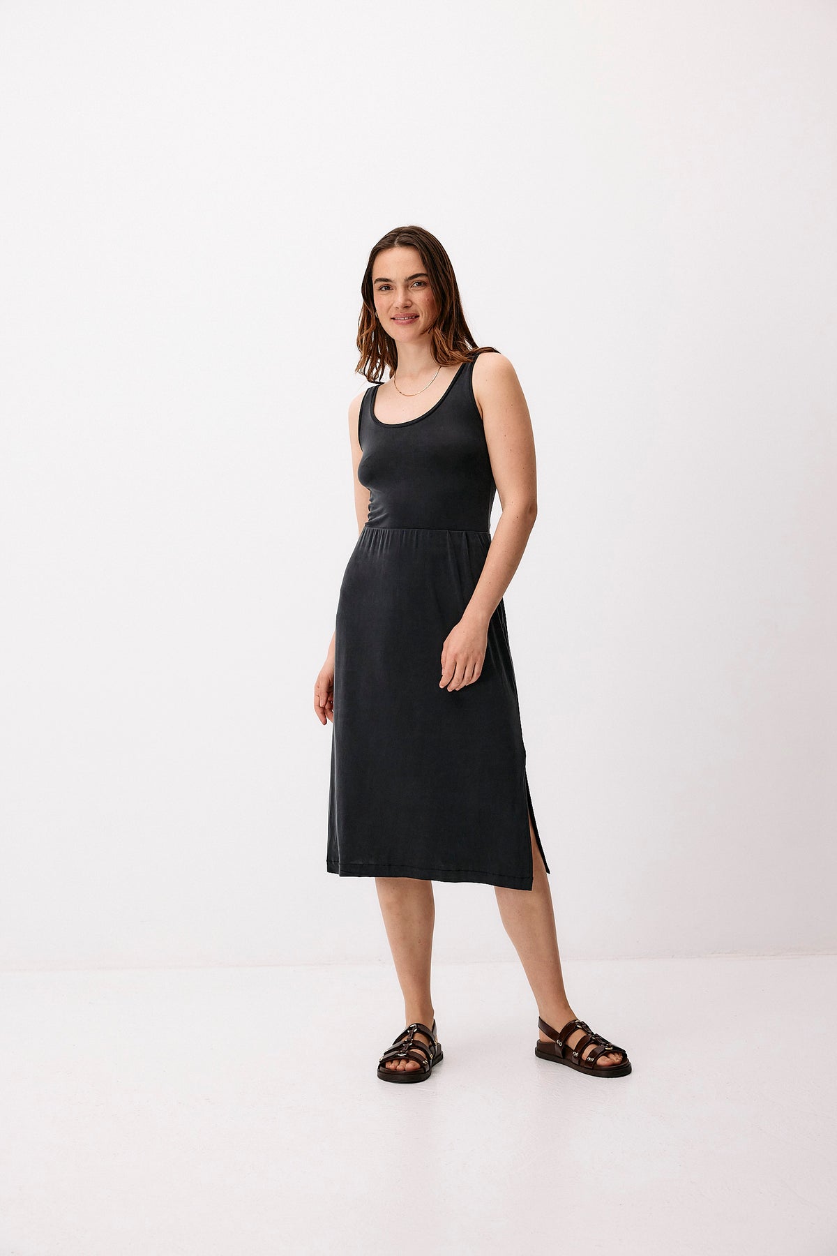 Cupro Midi Skirt - graphite