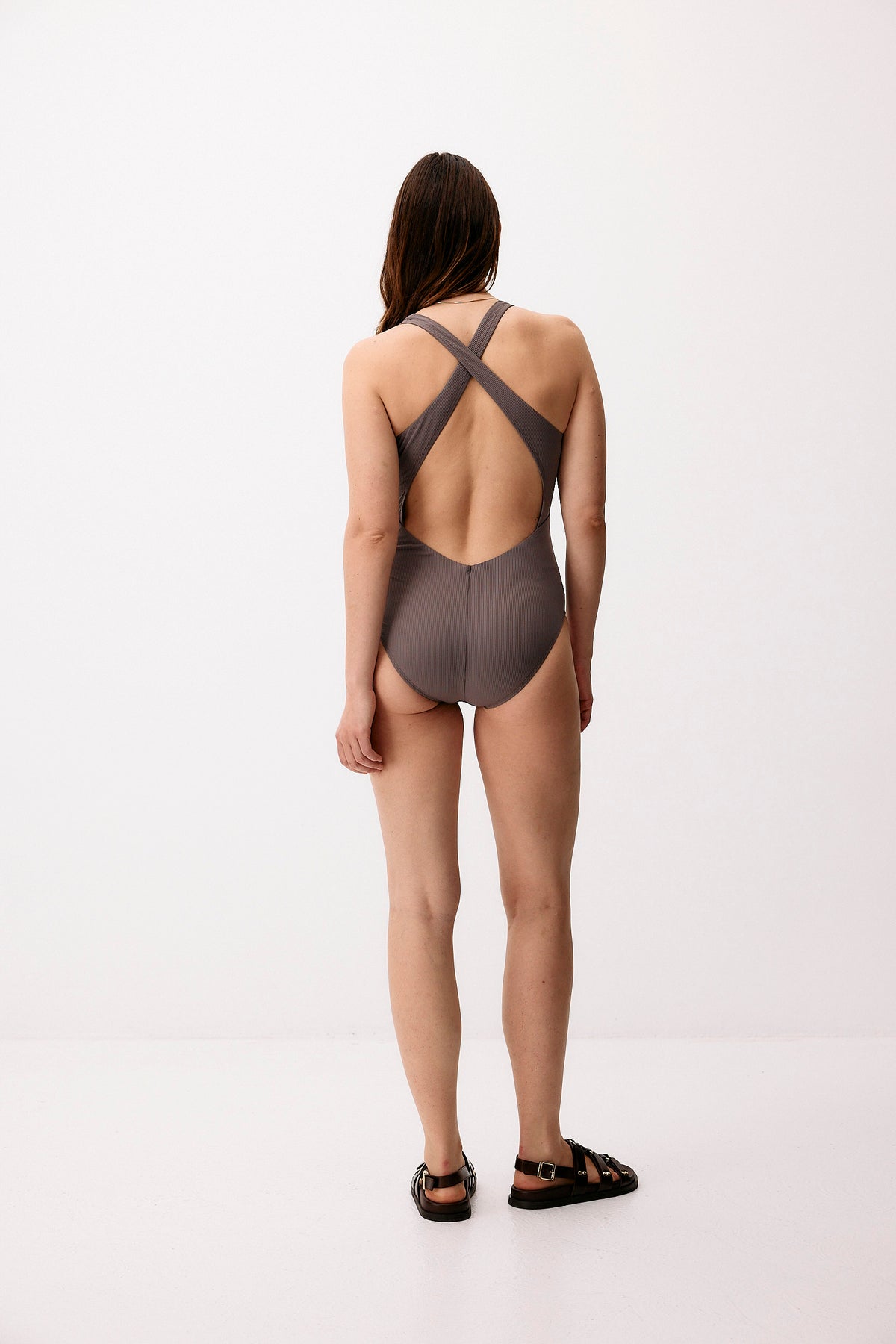 Hybrid Strap Bodysuit - taupe grey