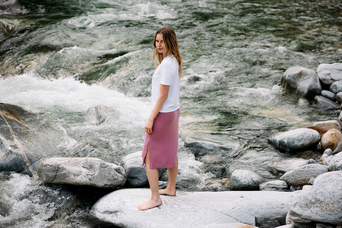 Cupro Midi Skirt - blush rose