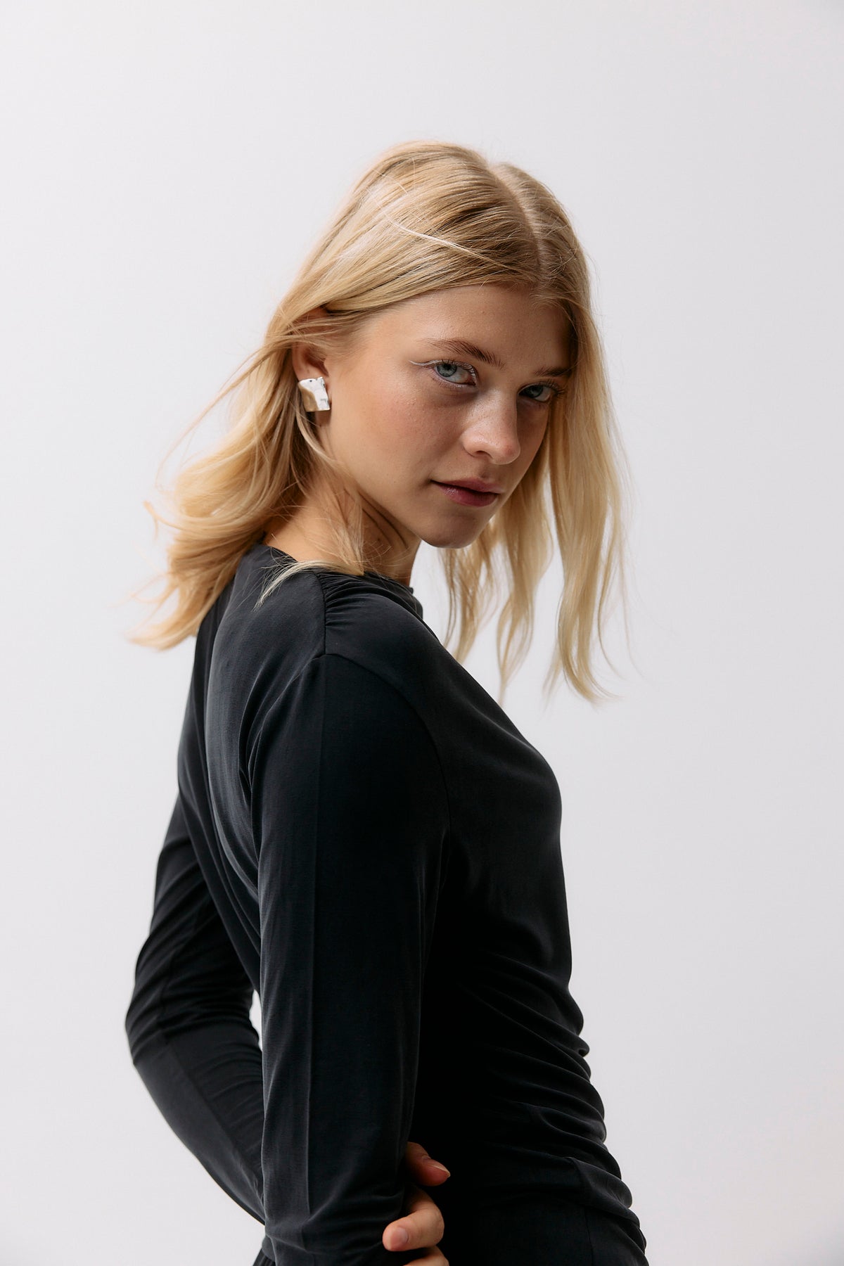 Cupro Draped Long Sleeve - graphite