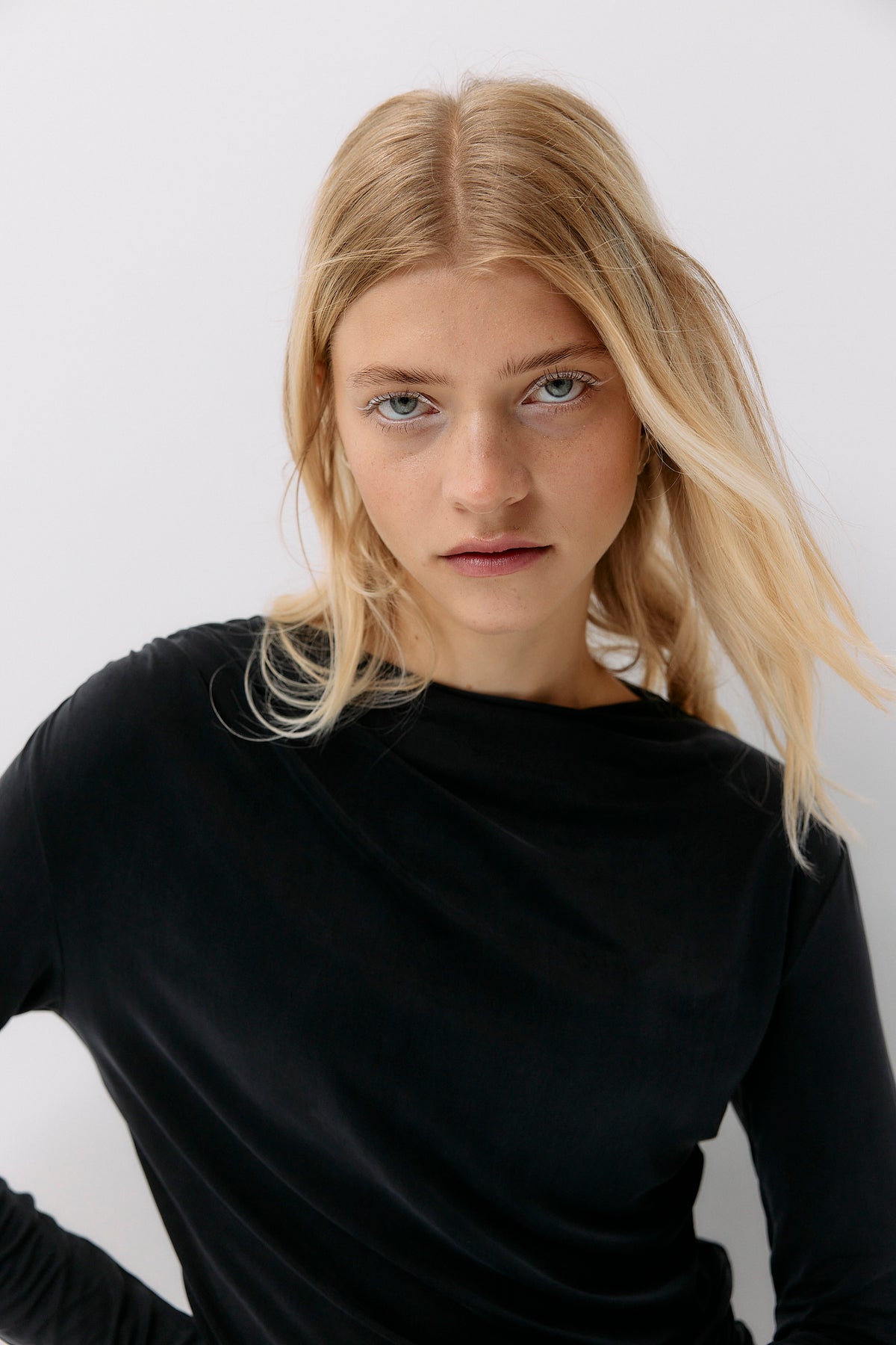 Cupro Draped Long Sleeve - graphite