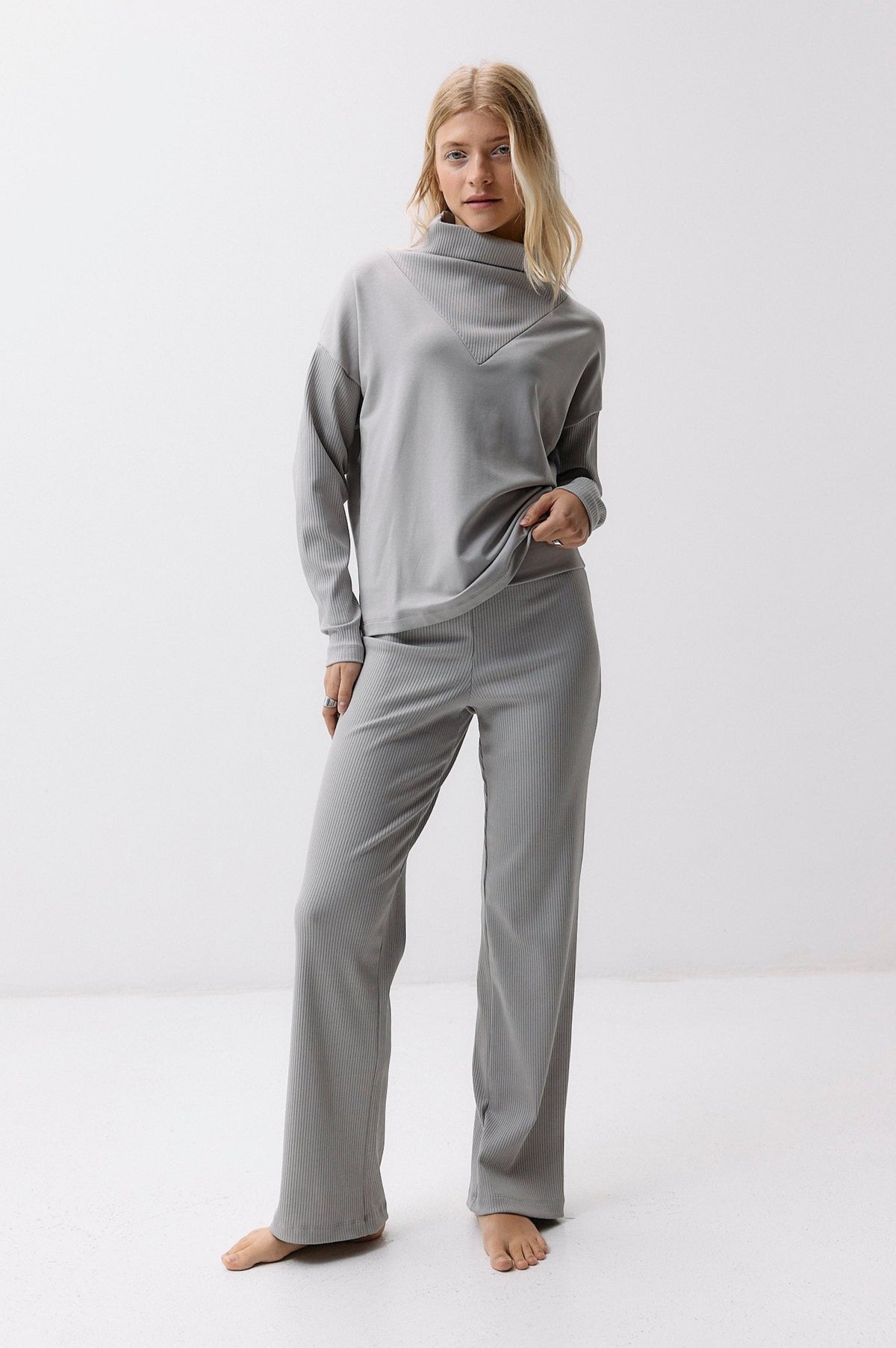 Formal Rib Pants - opal grey