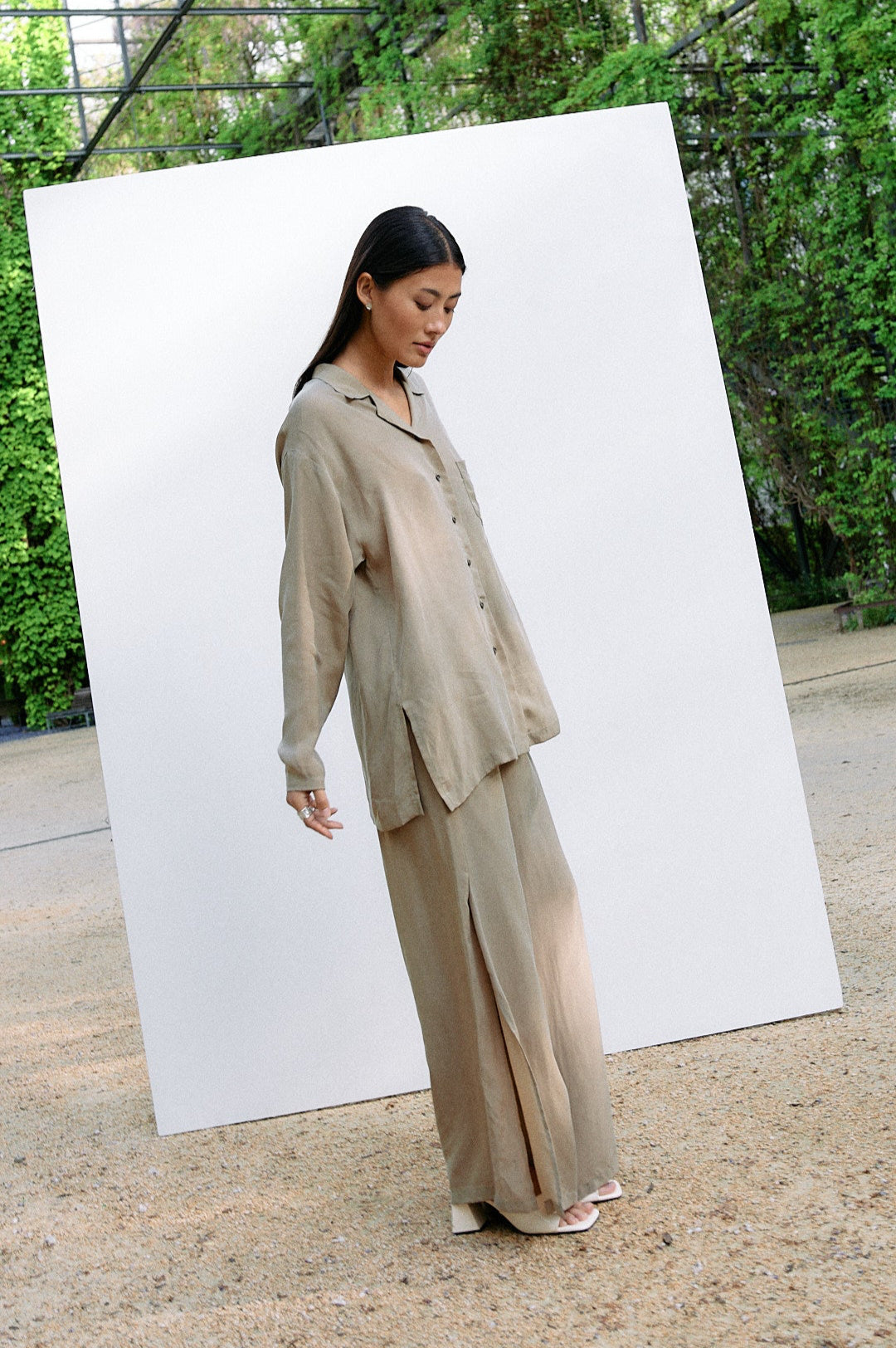 Woven Cupro Blouse - coriander