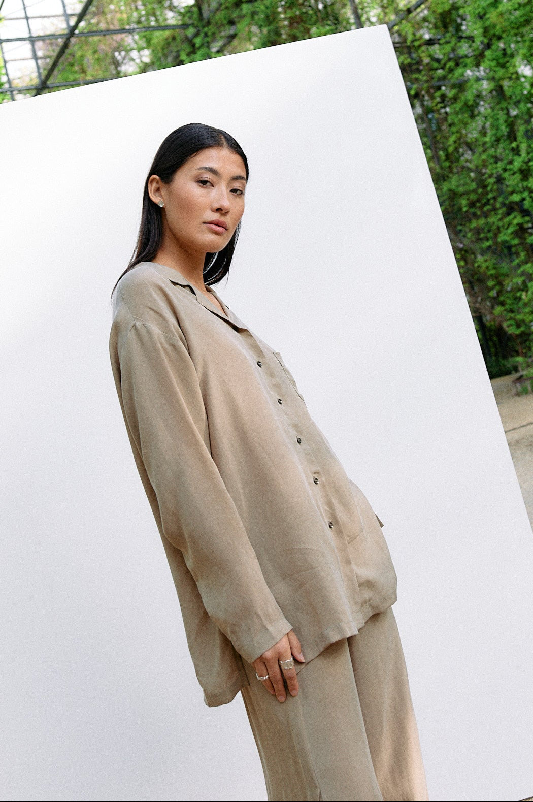 Woven Cupro Blouse - coriander