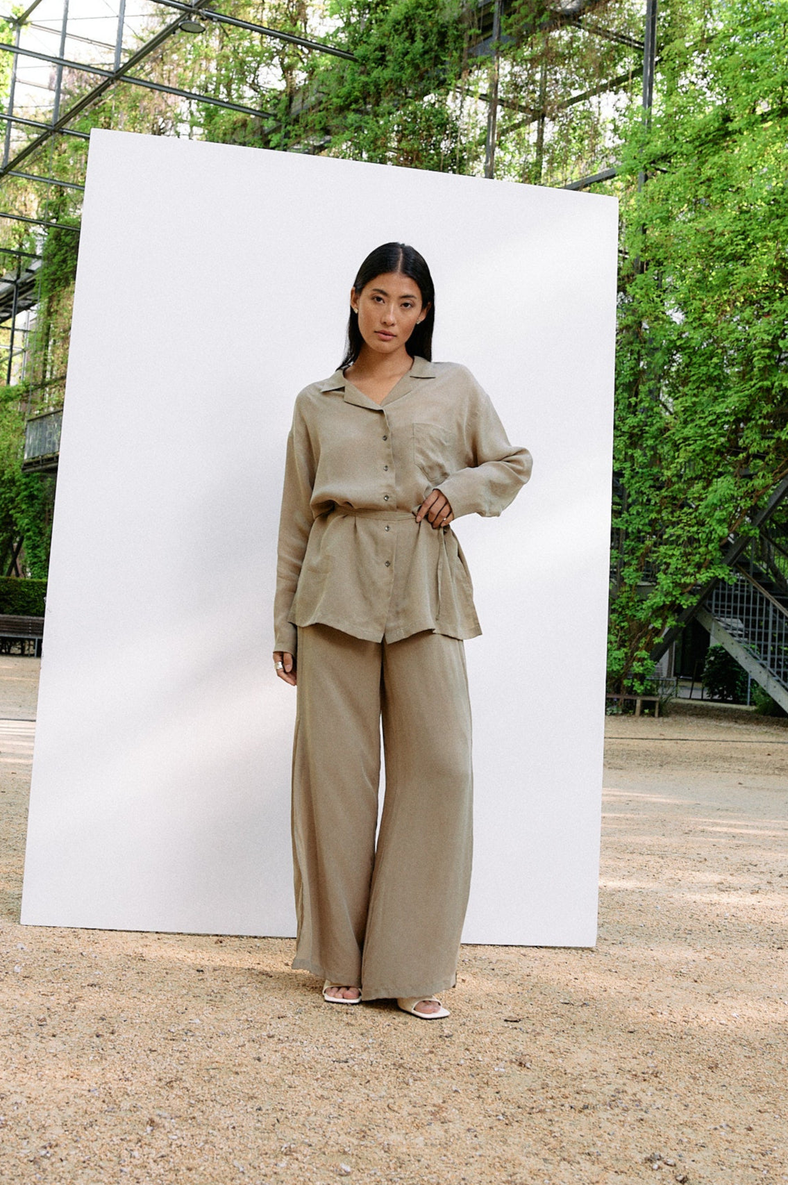 Woven Cupro Blouse - coriander