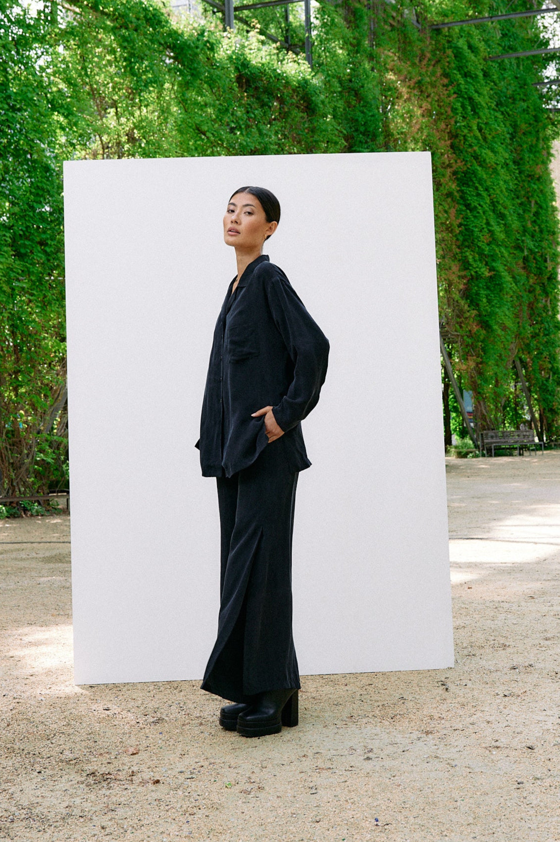 Woven Cupro Blouse - graphite