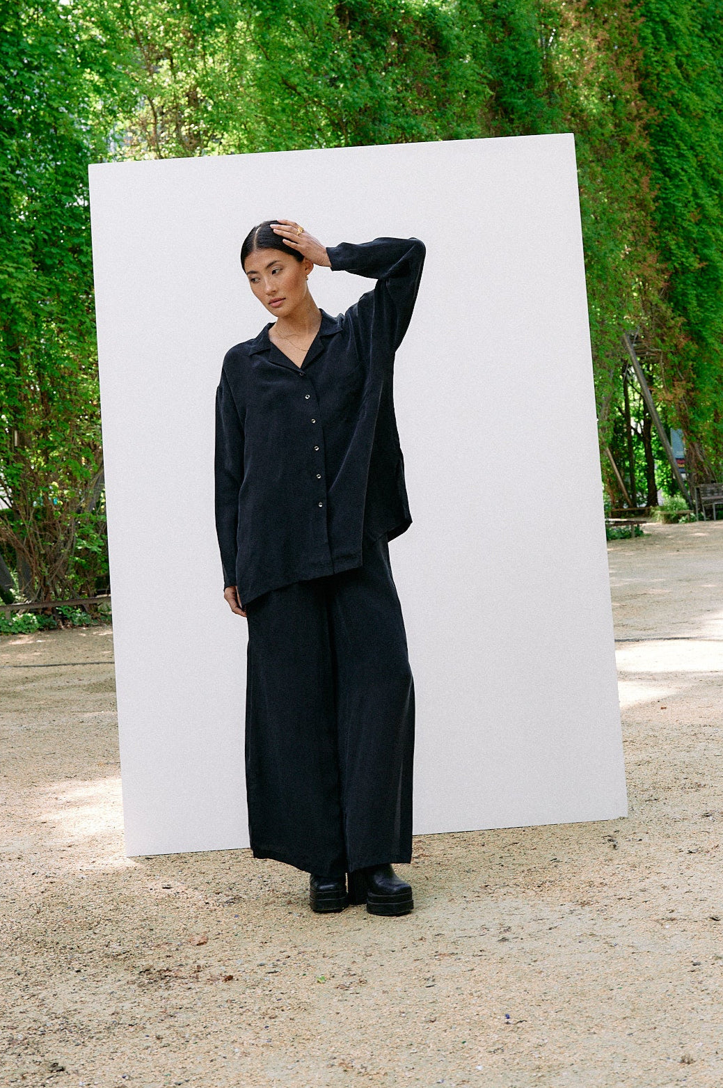 Woven Cupro Leisure Pants - graphite