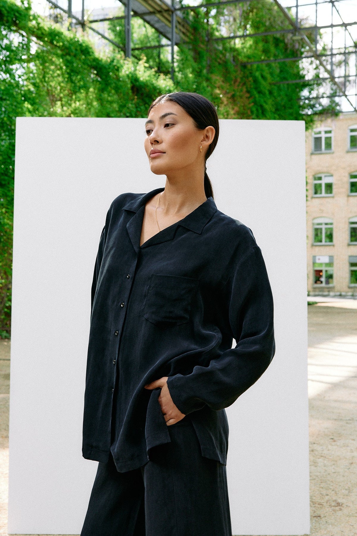 Woven Cupro Blouse - graphite