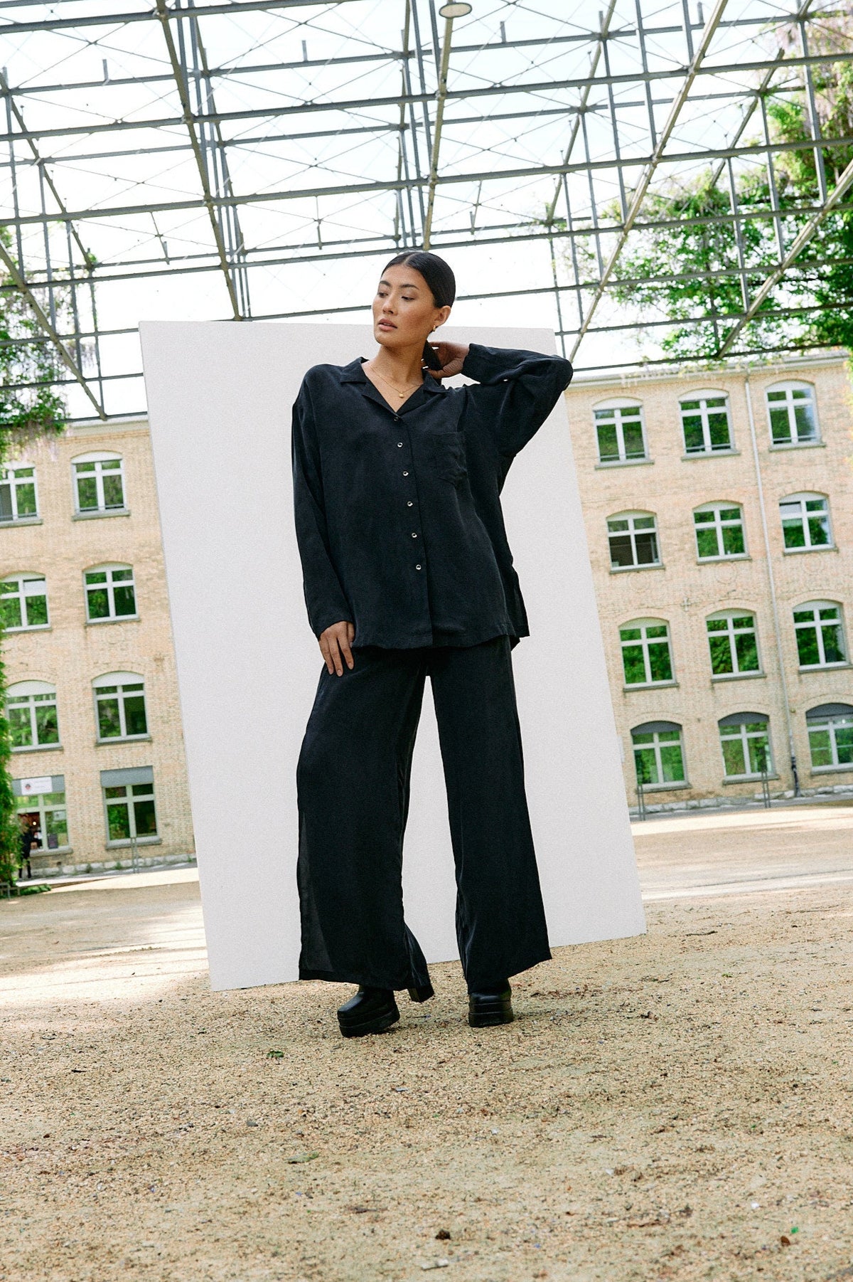 Woven Cupro Blouse - graphite