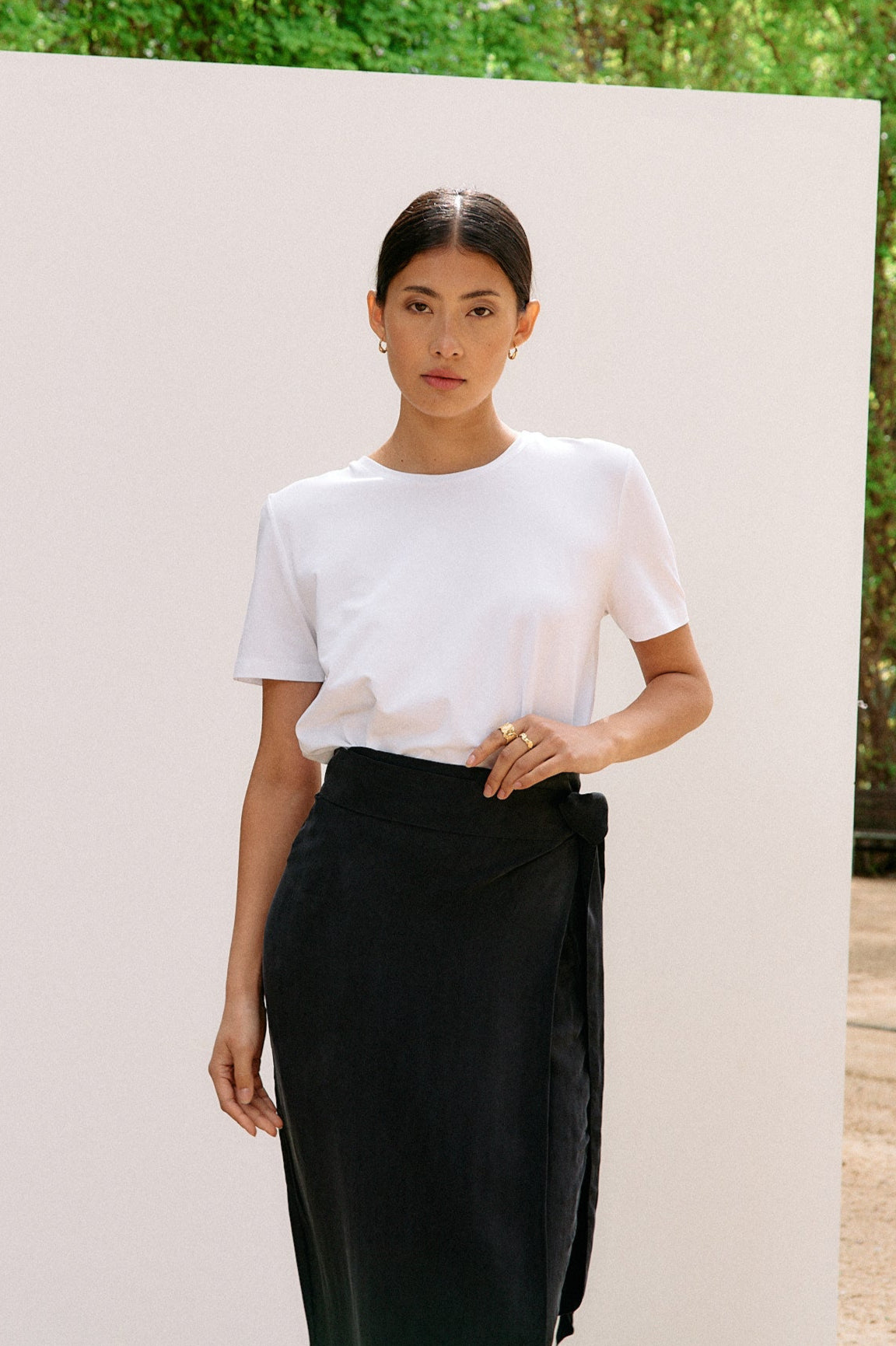 Woven Cupro Wrap Skirt - graphite