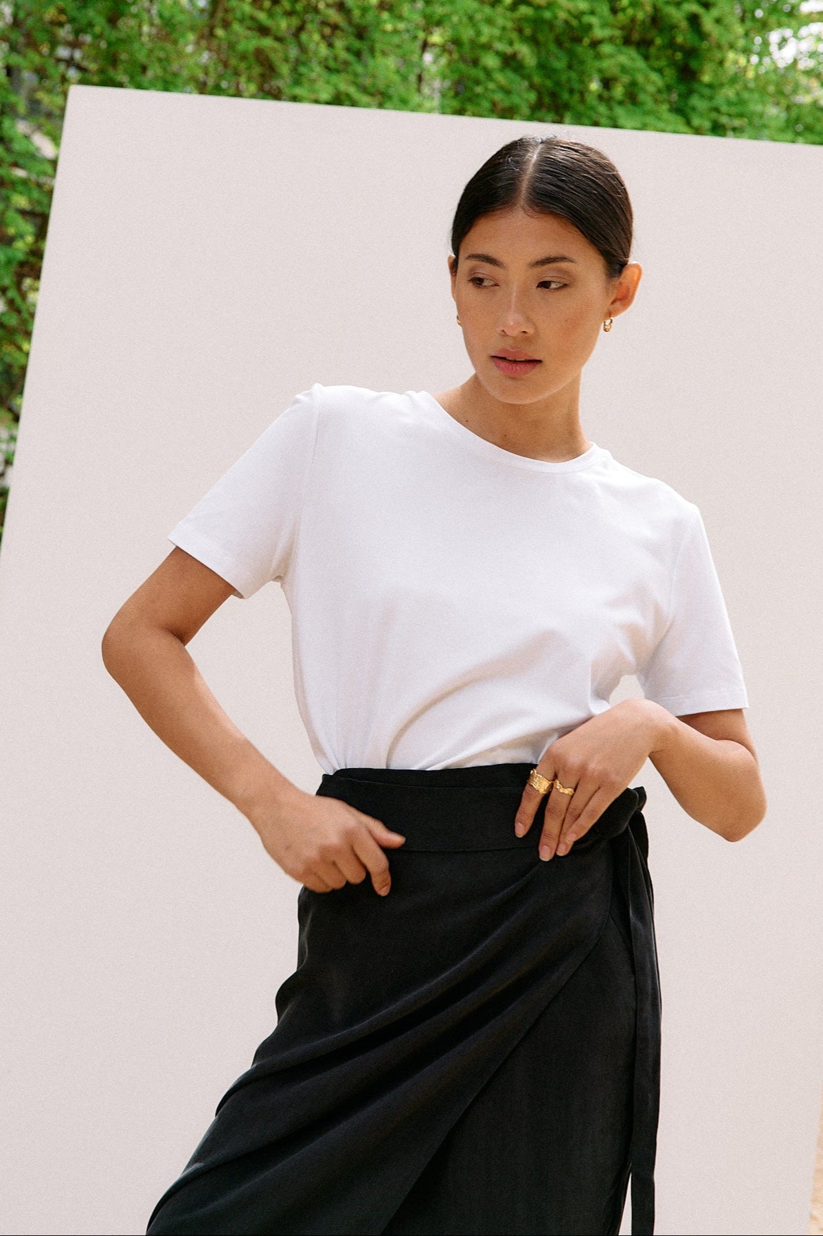 Woven Cupro Wrap Skirt - graphite