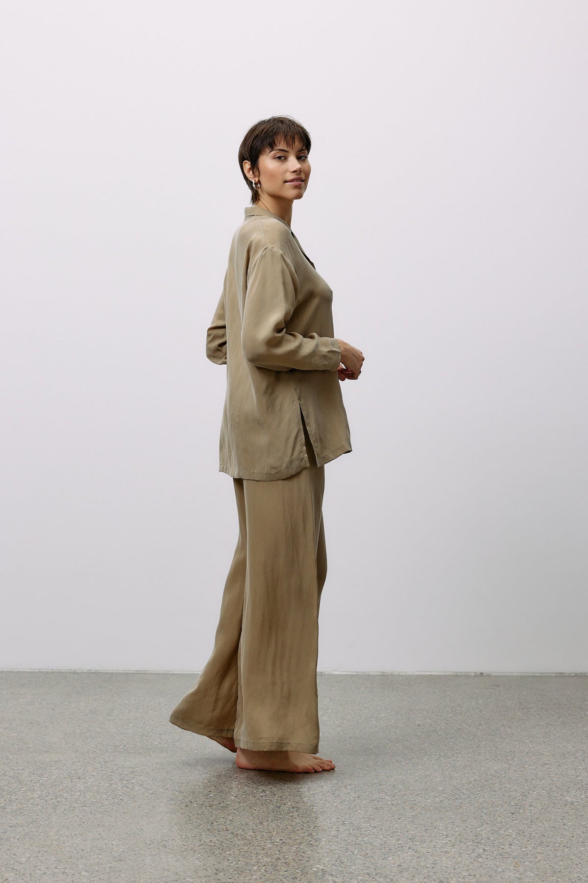 Woven Cupro Blouse - coriander