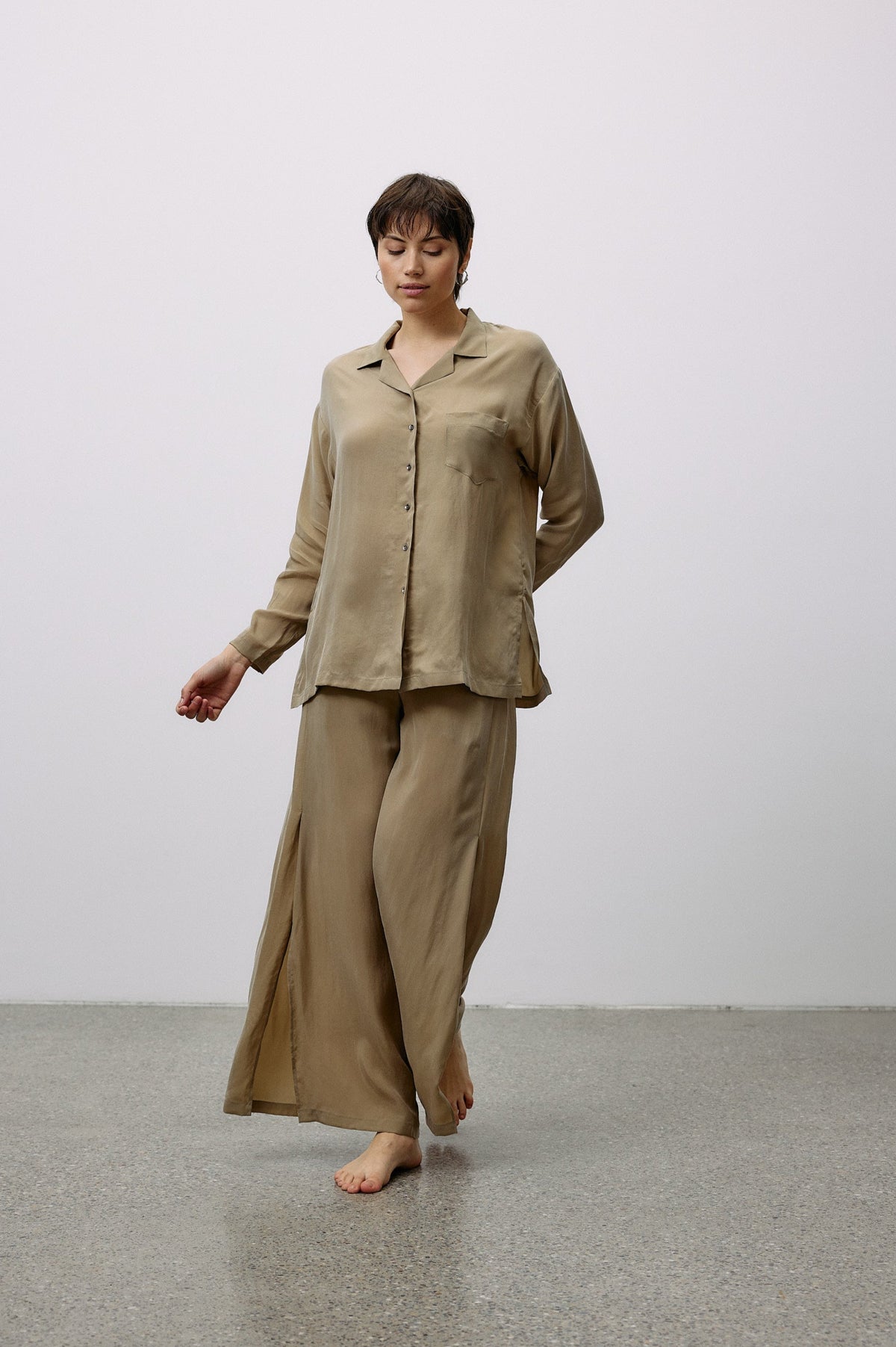 Woven Cupro Blouse - coriander