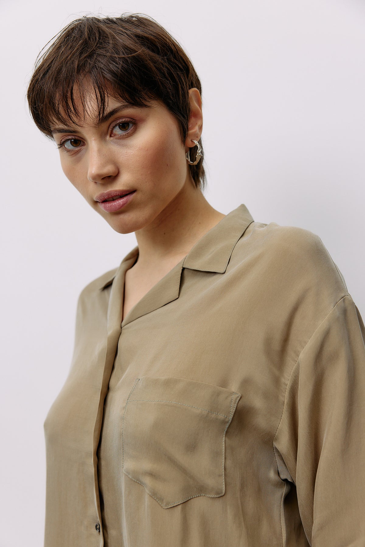 Woven Cupro Blouse - coriander