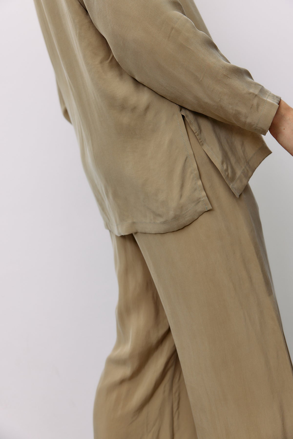 Woven Cupro Blouse - coriander