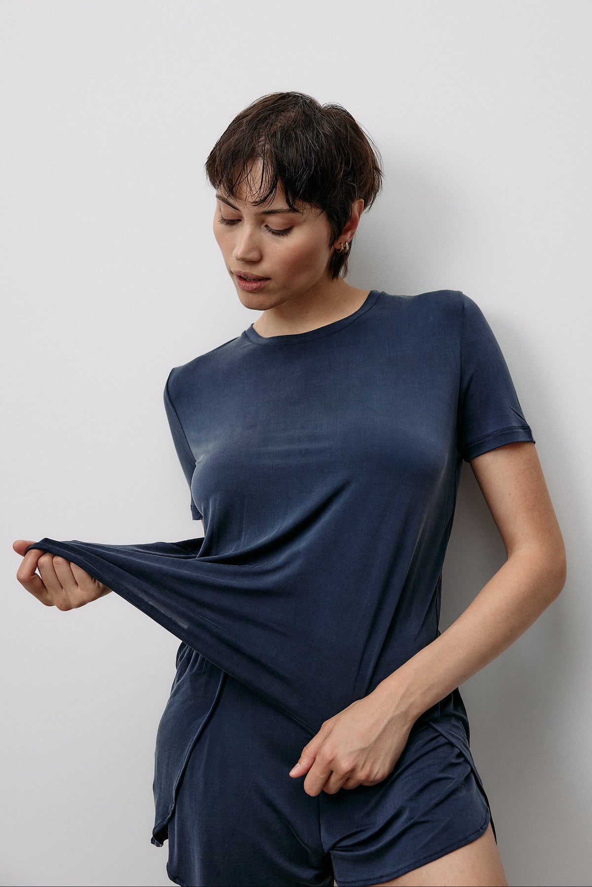 Cupro Short Sleeve - midnight blue