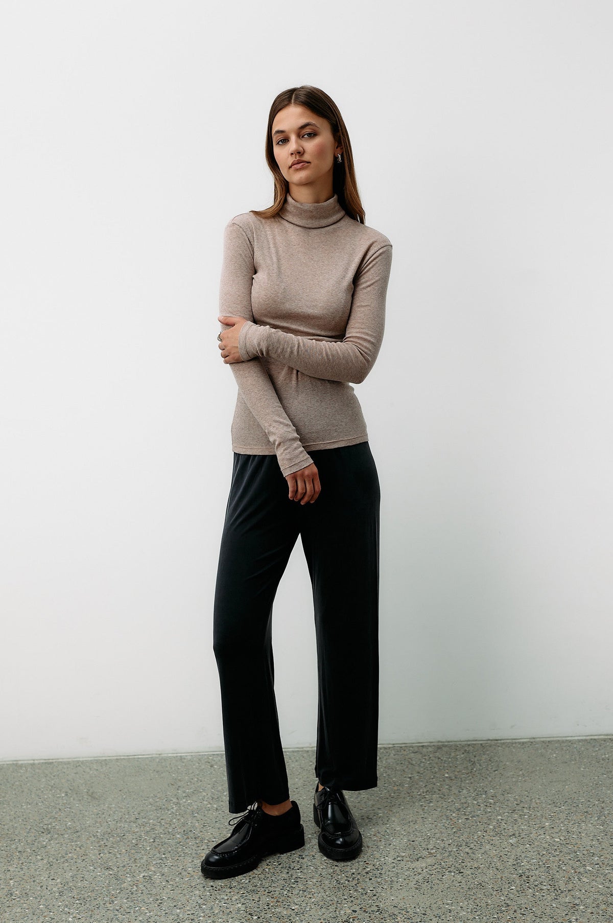 Light Cotton Tube Neck - beige melange