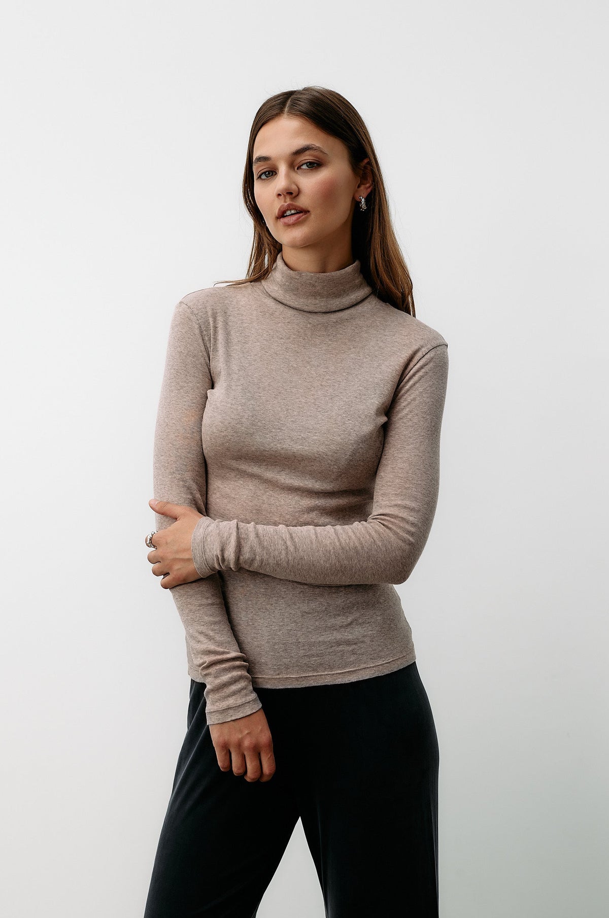 Light Cotton Tube Neck - beige melange