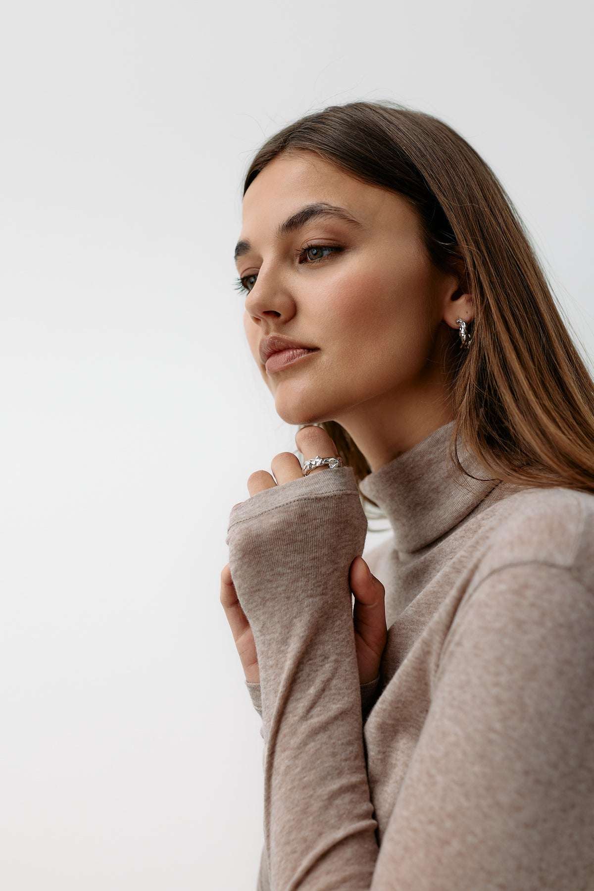 Light Cotton Tube Neck - beige melange