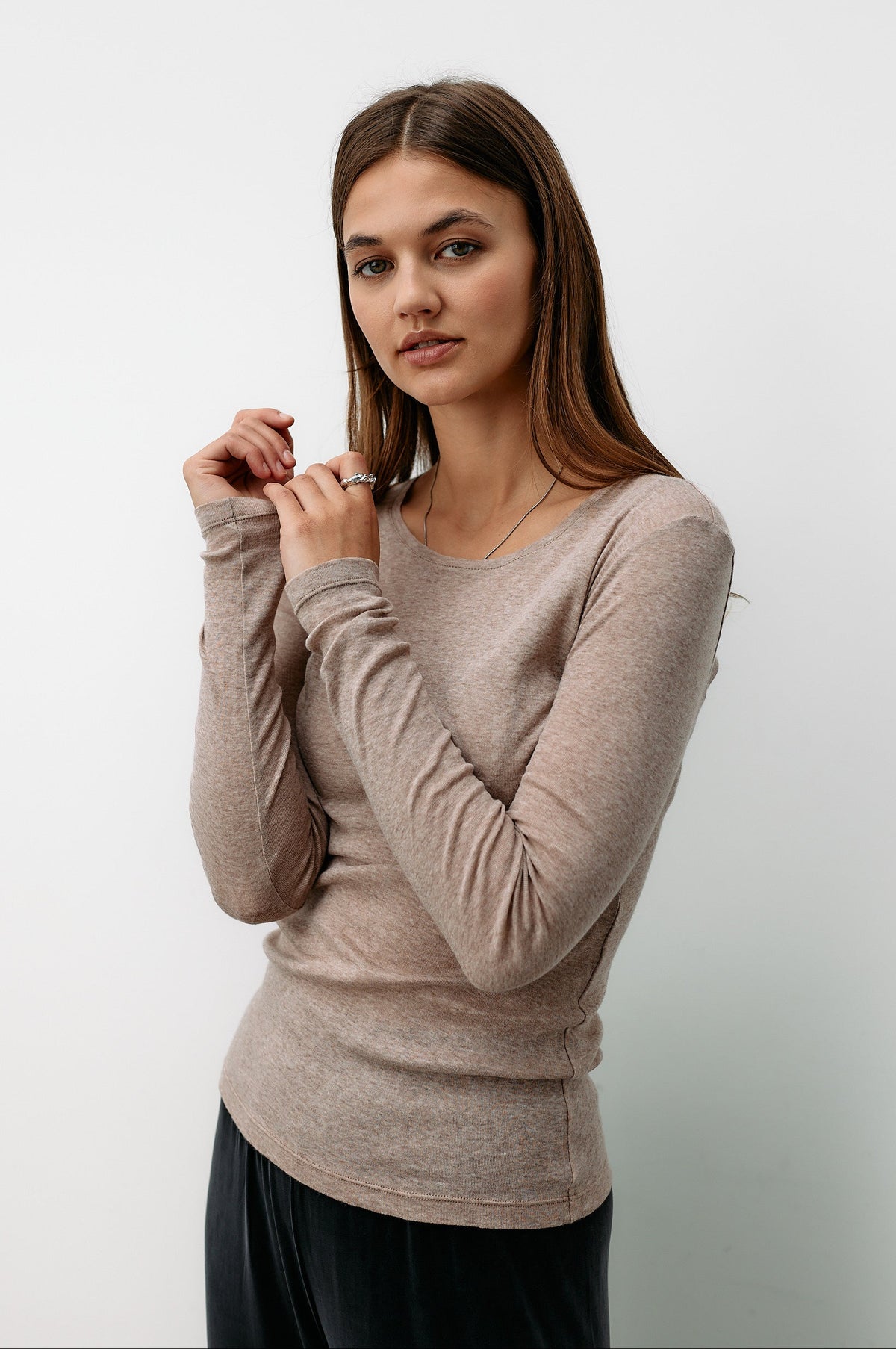 Light Cotton Long Sleeve - beige melange