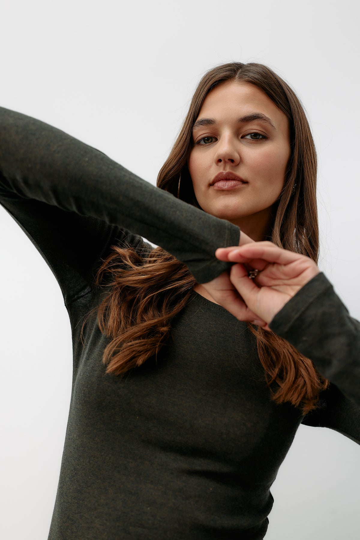 Light Cotton Long Sleeve - olive melange