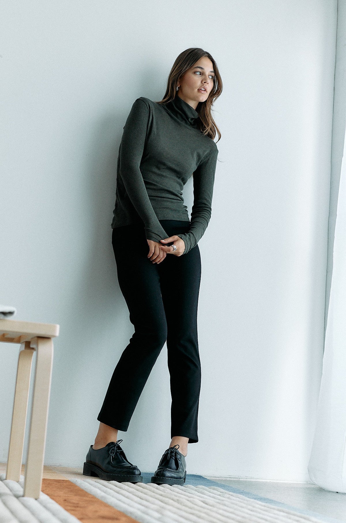 Light Cotton Tube Neck - olive melange