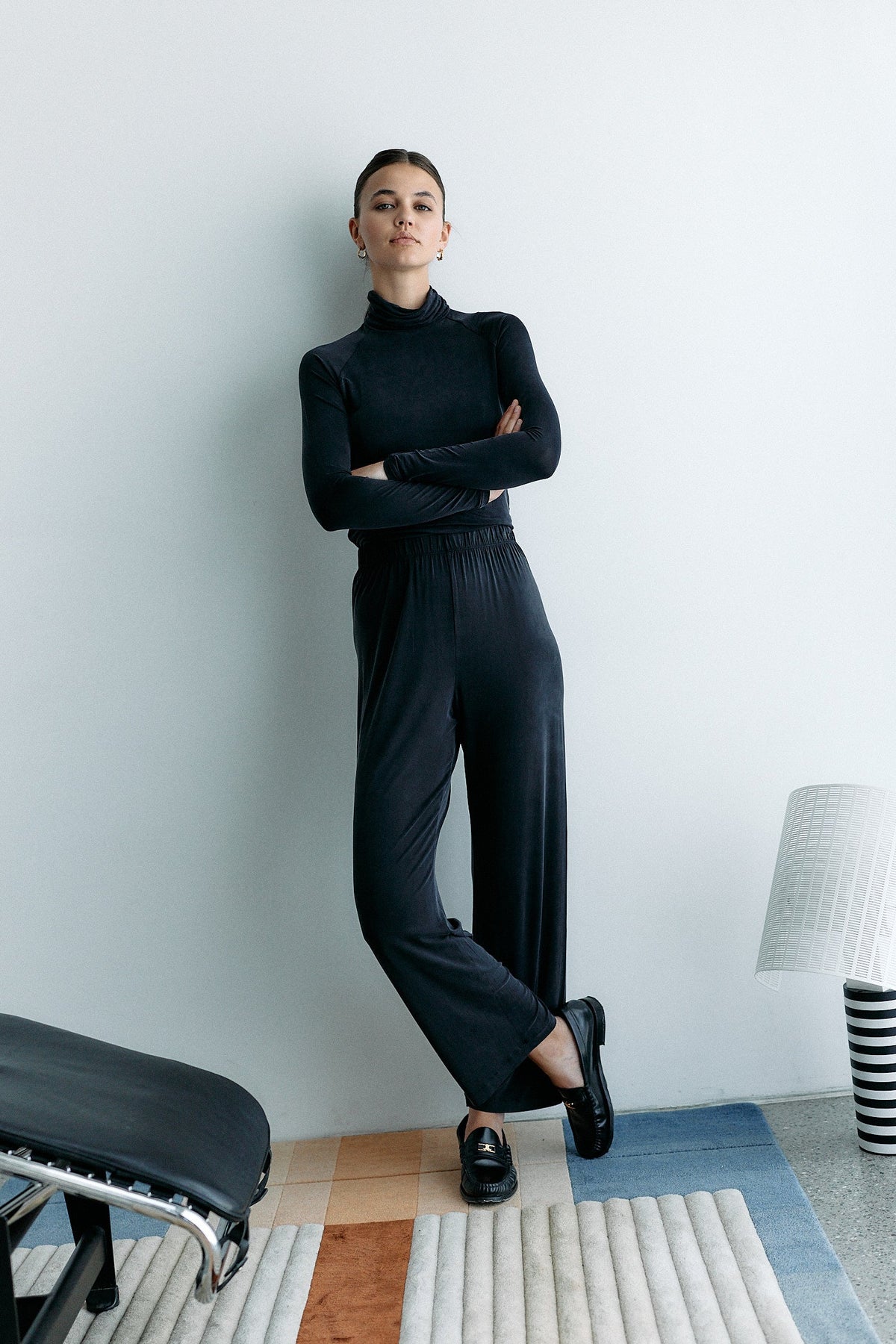 Cupro High Waist Pants - graphite