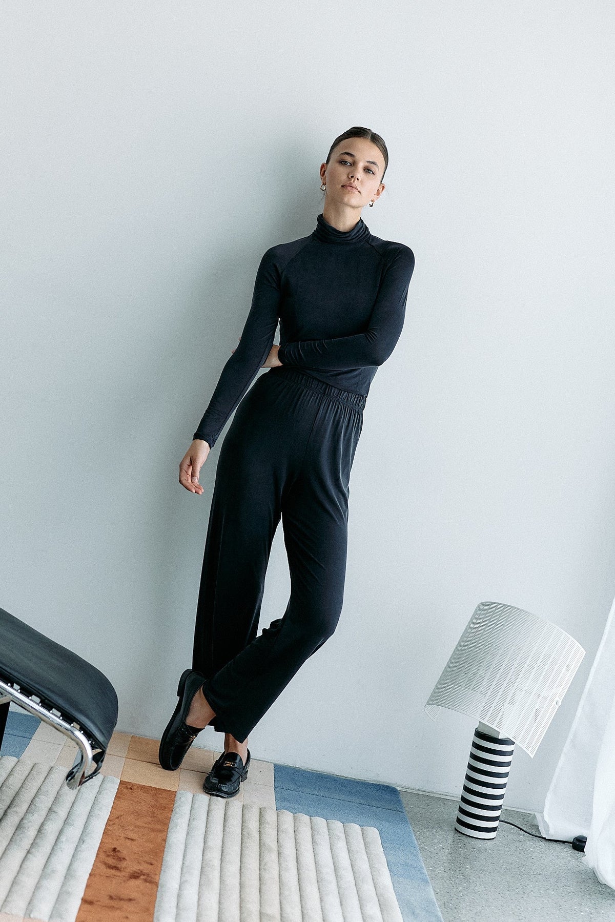 Cupro High Waist Pants - graphite