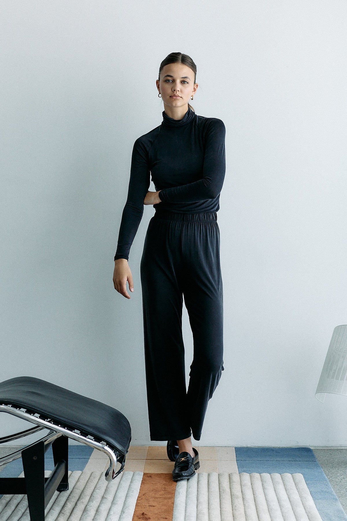 Cupro High Waist Pants - graphite