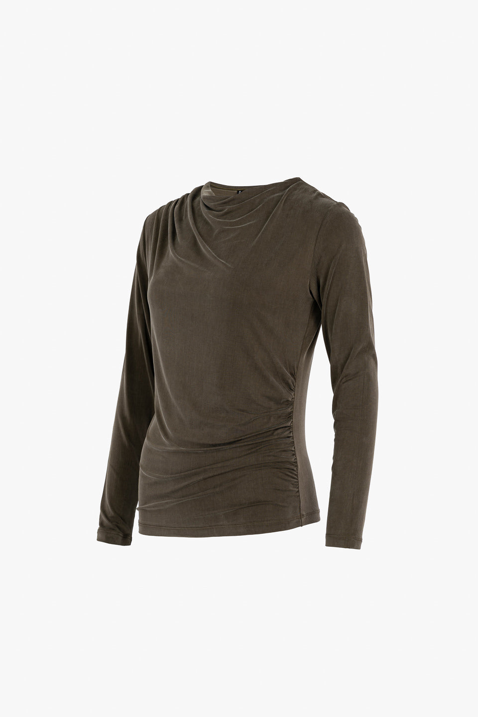 Cupro Draped Long Sleeve - dusty olive
